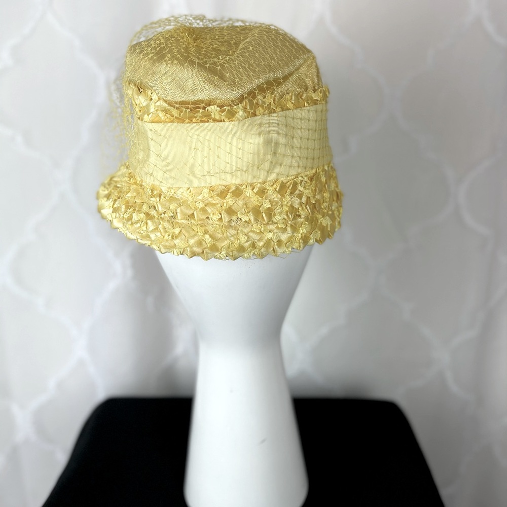 Vintage Yellow Hat with Wide Side Ribbon Detail